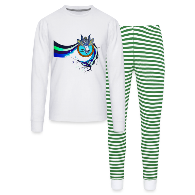 LYD COLLECTION "ZAFIRA" Unisex Pajama Set - white/green stripe