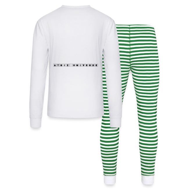 LYD COLLECTION "ZAFIRA" Unisex Pajama Set - white/green stripe