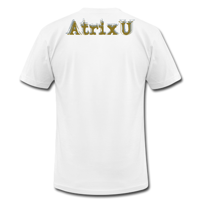 "Atrix Universe Defined" Metallic Gold & Silver Flex Print - white