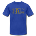 "Atrix Universe Defined" Metallic Gold & Silver Flex Print - royal blue