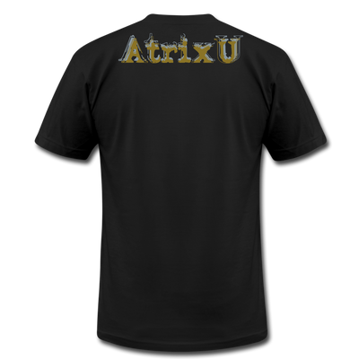 "Atrix Universe Defined" Metallic Gold & Silver Flex Print - black