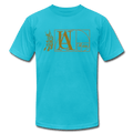 "Atrix Universe Defined" Metallic Gold & Silver Flex Print - turquoise