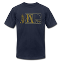 "Atrix Universe Defined" Metallic Gold & Silver Flex Print - navy