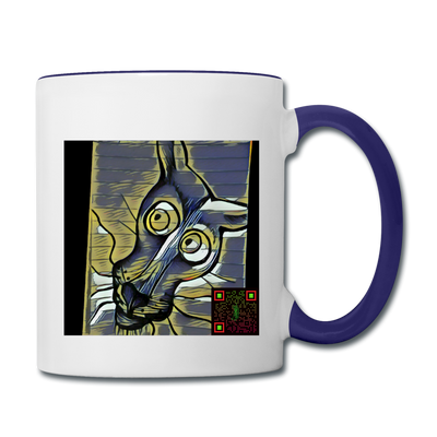 AtrixU High Cat Coffee Mug - white/cobalt blue