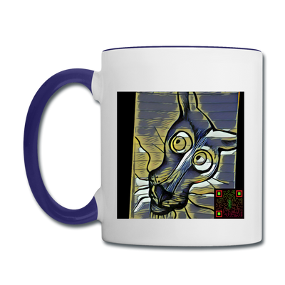 AtrixU High Cat Coffee Mug - white/cobalt blue