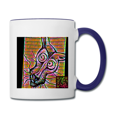 AtrixU High Cat Coffee Mug - white/cobalt blue