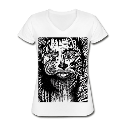 BLACK & WHITE COLLECTION Women's V-Neck T-Shirt - white