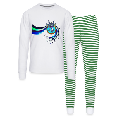 LYD COLLECTION "ZAFIRA" Unisex Pajama Set - white/green stripe