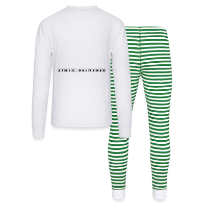 LYD COLLECTION "ZAFIRA" Unisex Pajama Set - white/green stripe